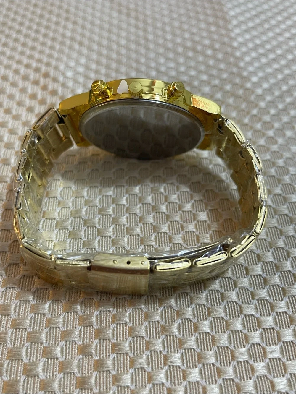Geneva Gold-Tone Men’s Watch with Black Dial
